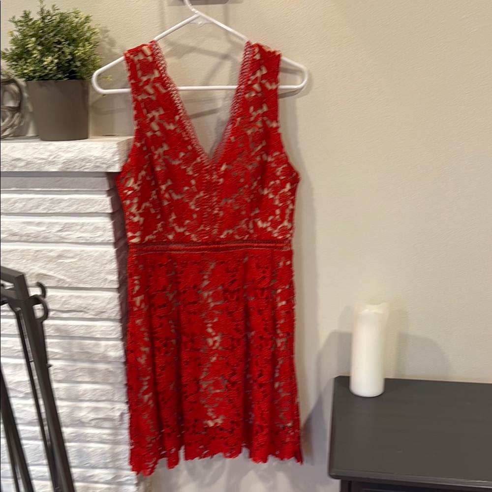 Alya Vibrant Red Lace Mini Dress